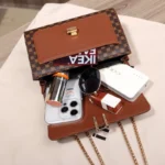 Elegant Brown Polka Dot Crossbody Bag - Image 4